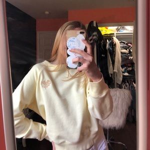 Yellow cropped crew neck long sleeve form Aritzia